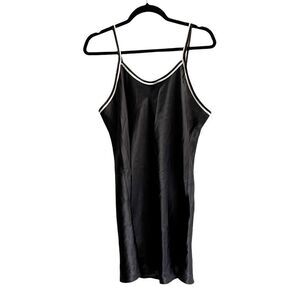 CRINOLINES AND LACE Vintage Nightie Chemise 
Black With White Trim M